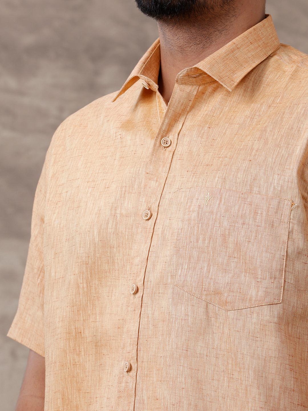 Men Matching Border Dhoti & Half Sleeves Shirt Set Mustard C1