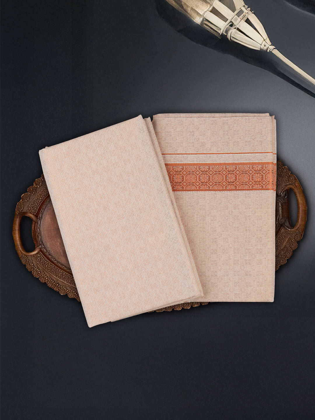 Men Copper Tissue Jacquard Shirting & Dhoti Set Celebrity Elegant CEC01