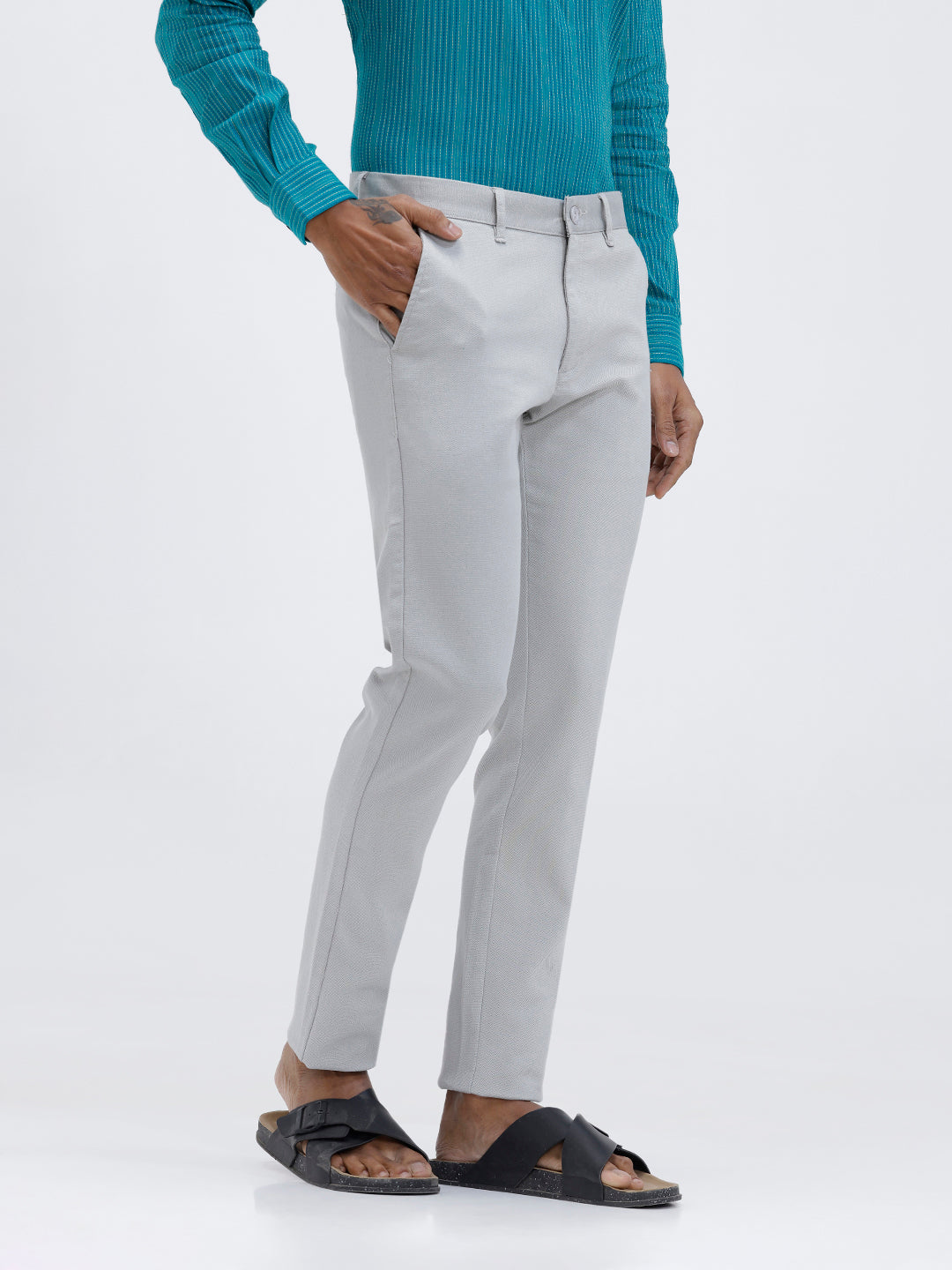 Men’s Smart Fit Cotton Lycra Stretch Grey Pant