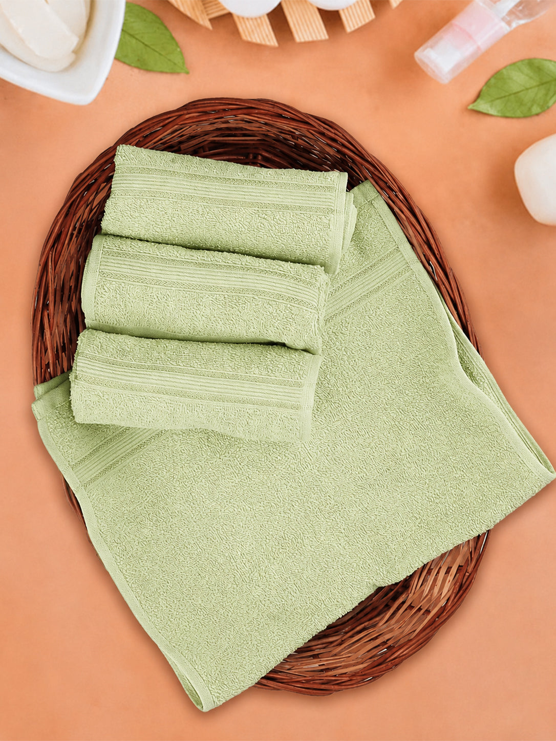 Soft Cotton Deluxe Hand Terry Towel Pista Green HC3 (Pack of 4)