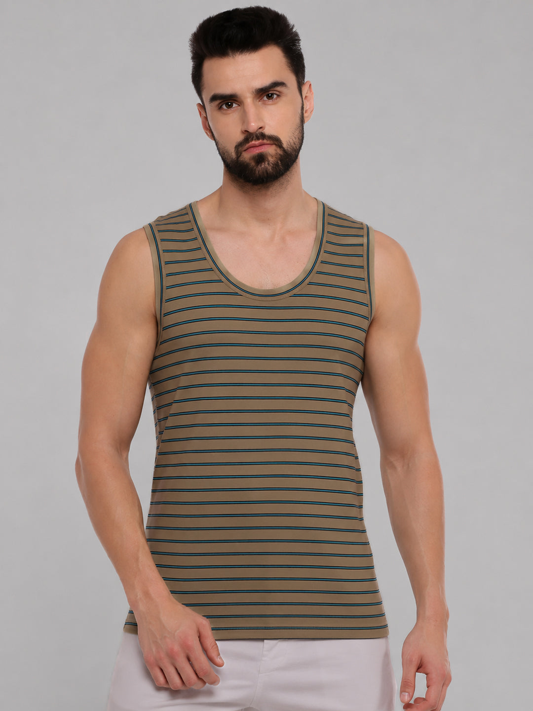 Combed Cotton Assorted Colour Vest RNBS Win Striped (Pack of 2)