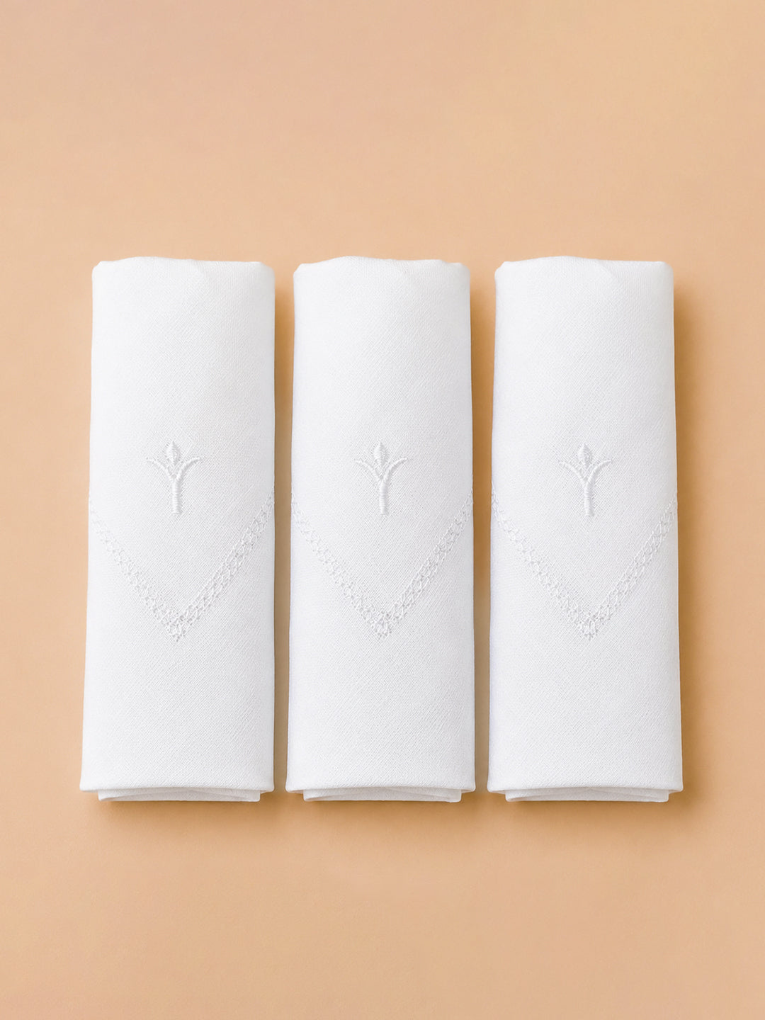 Premium Pure Linen White Hand Kerchief Set (3 in 1)