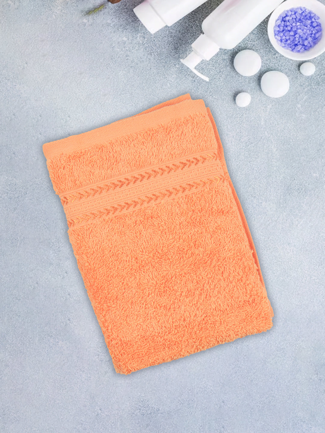 Highly Absorbent & Quick Dry Cotton Bamboo Terry Towel Set – Orange Hand, Face & Bath Towels (Pack of 3)