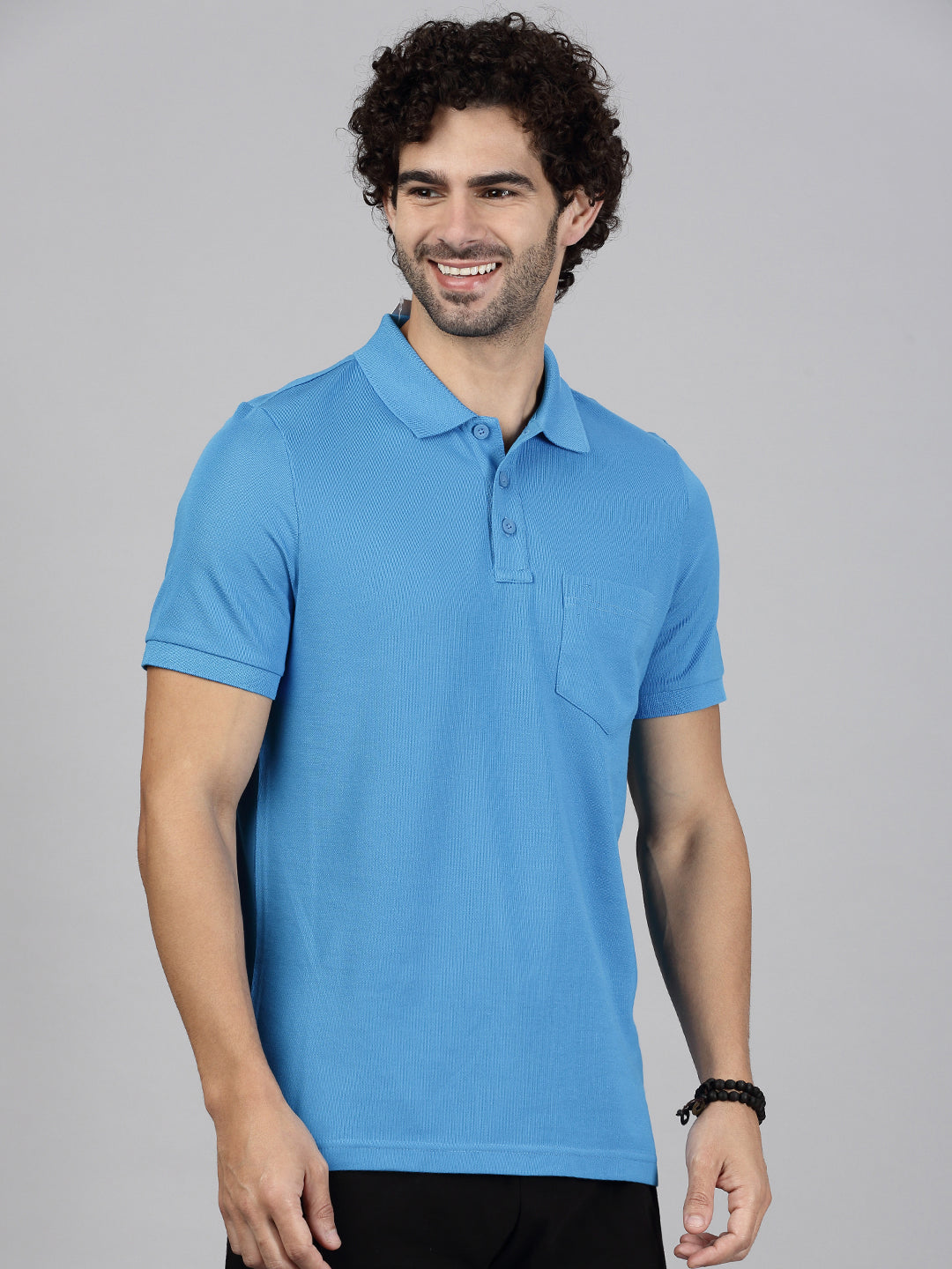Men Cotton Rich Smart Fit Expert Polo T-Shirt Biza Blue EP26