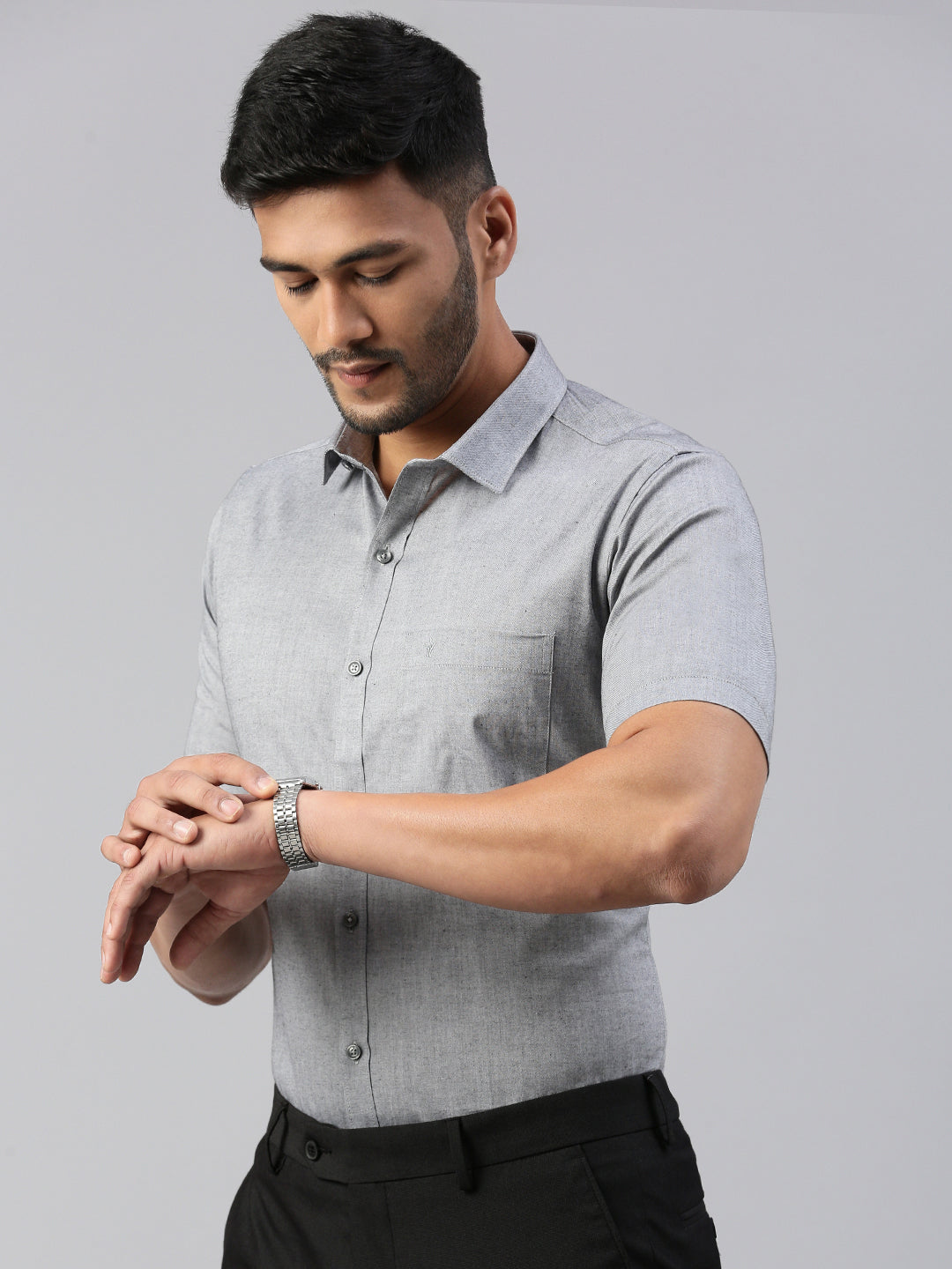 Men 100% Cotton Smart Fit Shirt Grey CL6 GD3