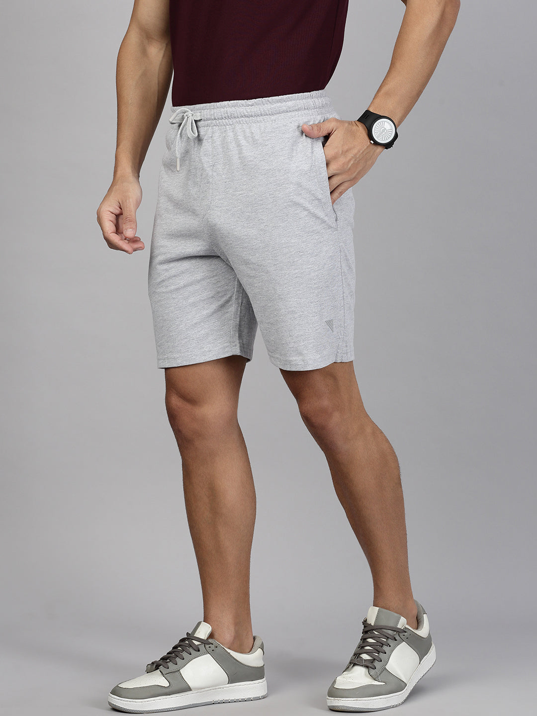 Men Grape T-shirt and Grey Shorts Combo