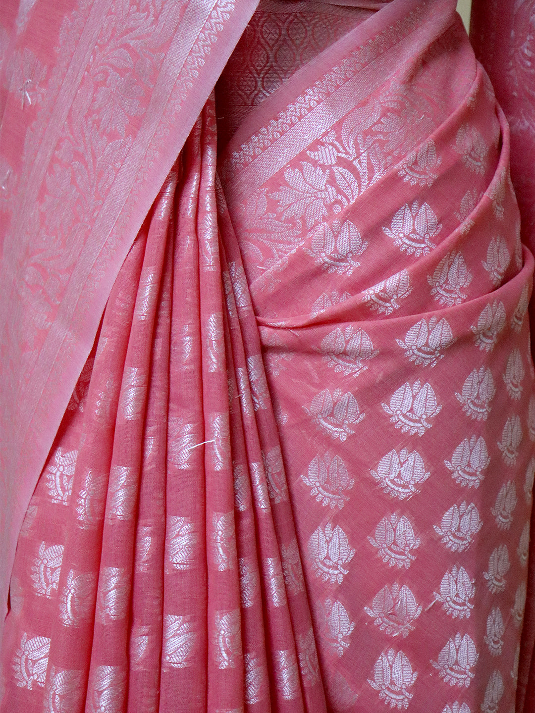 Women Pink Cotton Saree PCS243