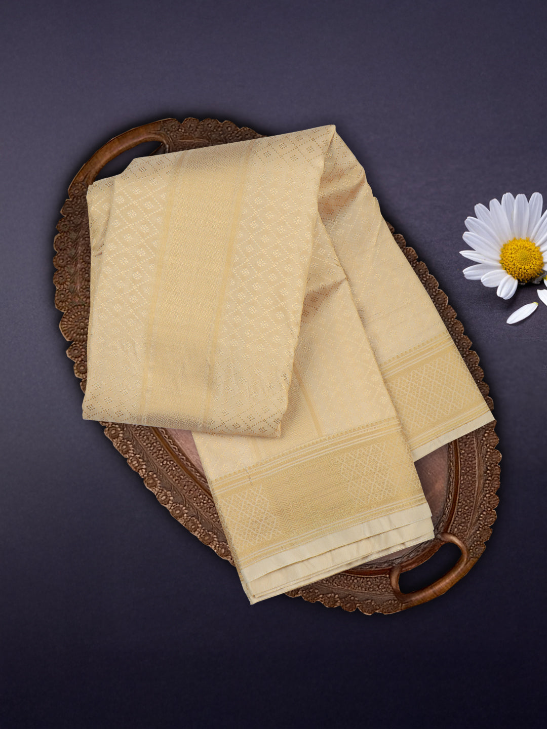 Men Art Silk Wedding Shirting Dhoti & Towel Set F.Peach Touch Tone TT28