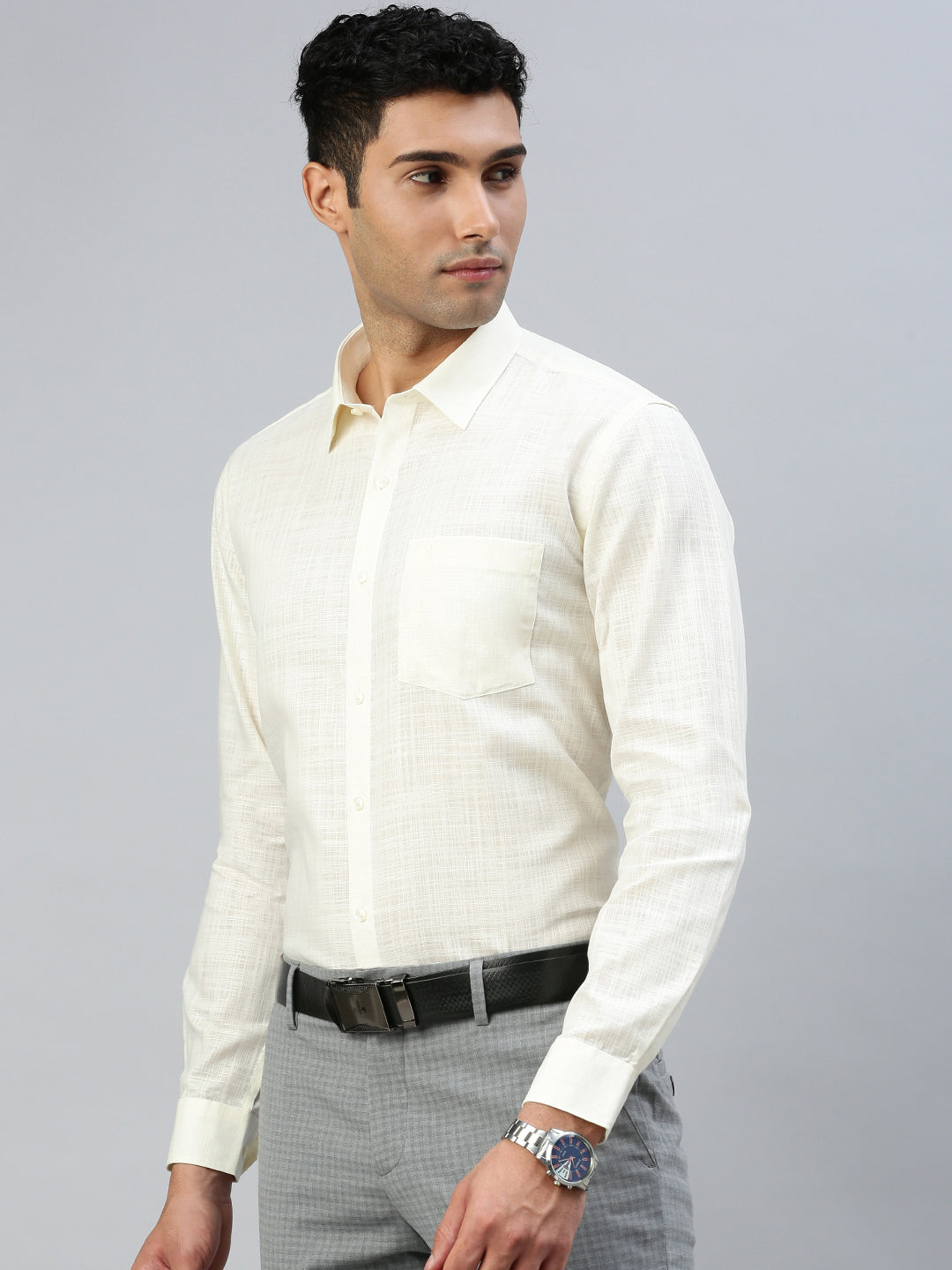 Men Cotton Rich Shirt Cream Celebrity
