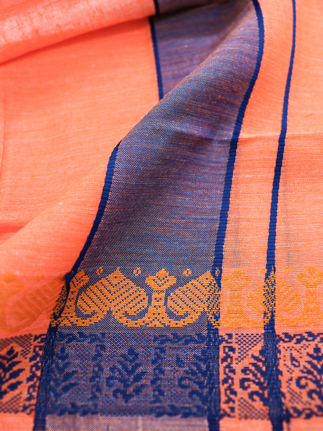 Men Cotton Orange Towel with Fancy Border 6422