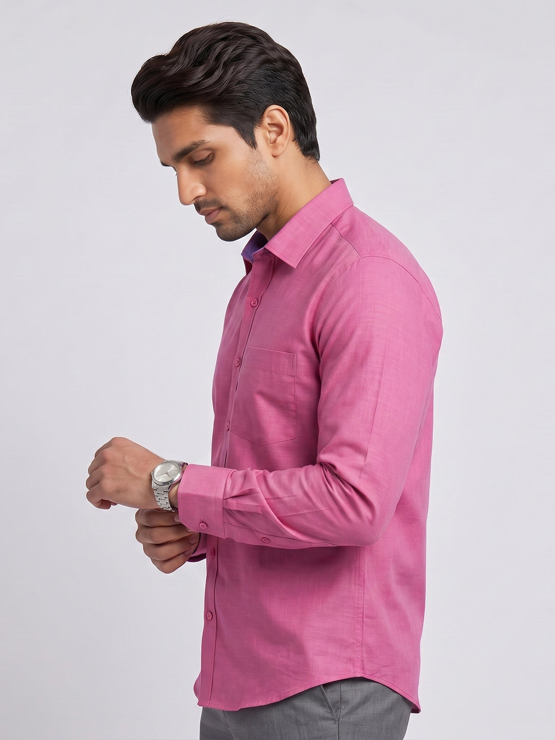 Pack of 2 | 100% Cotton Smart Fit Shirts - Pink & Yellowish Green