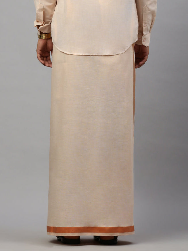 Men Tissue Double Layer Copper Dhoti with Jari Border