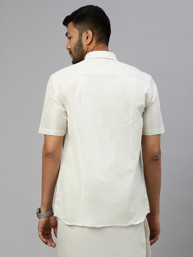 Men Silver Tissue Shirt Sankalpam