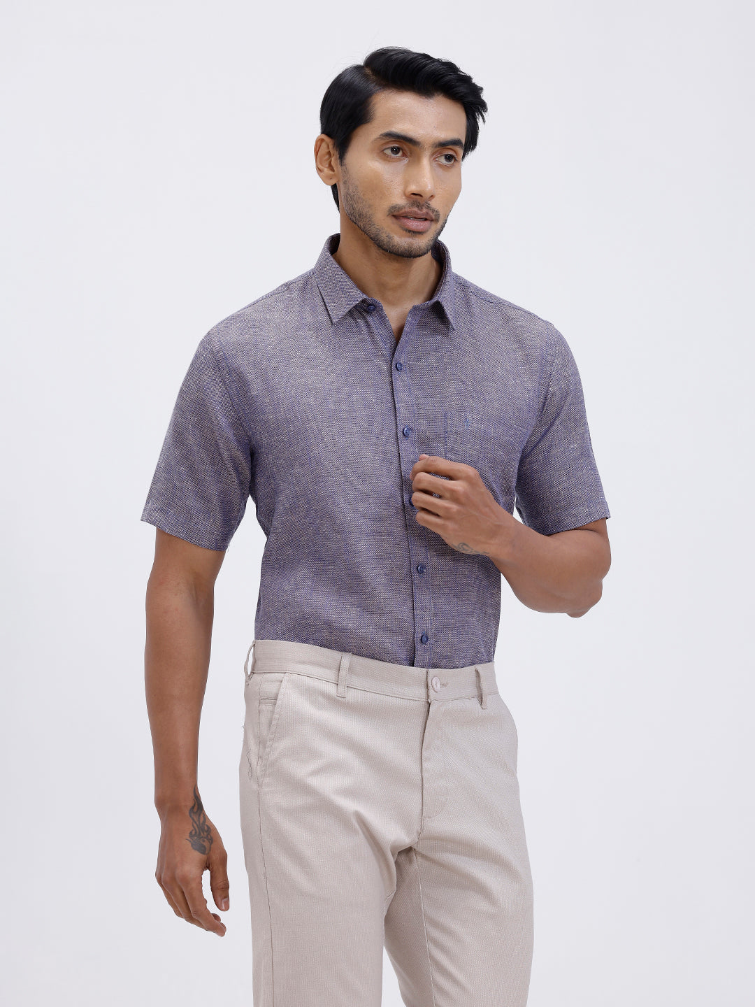 Men Cotton Rich Shirt Dark Blue Trendy 12 YL3