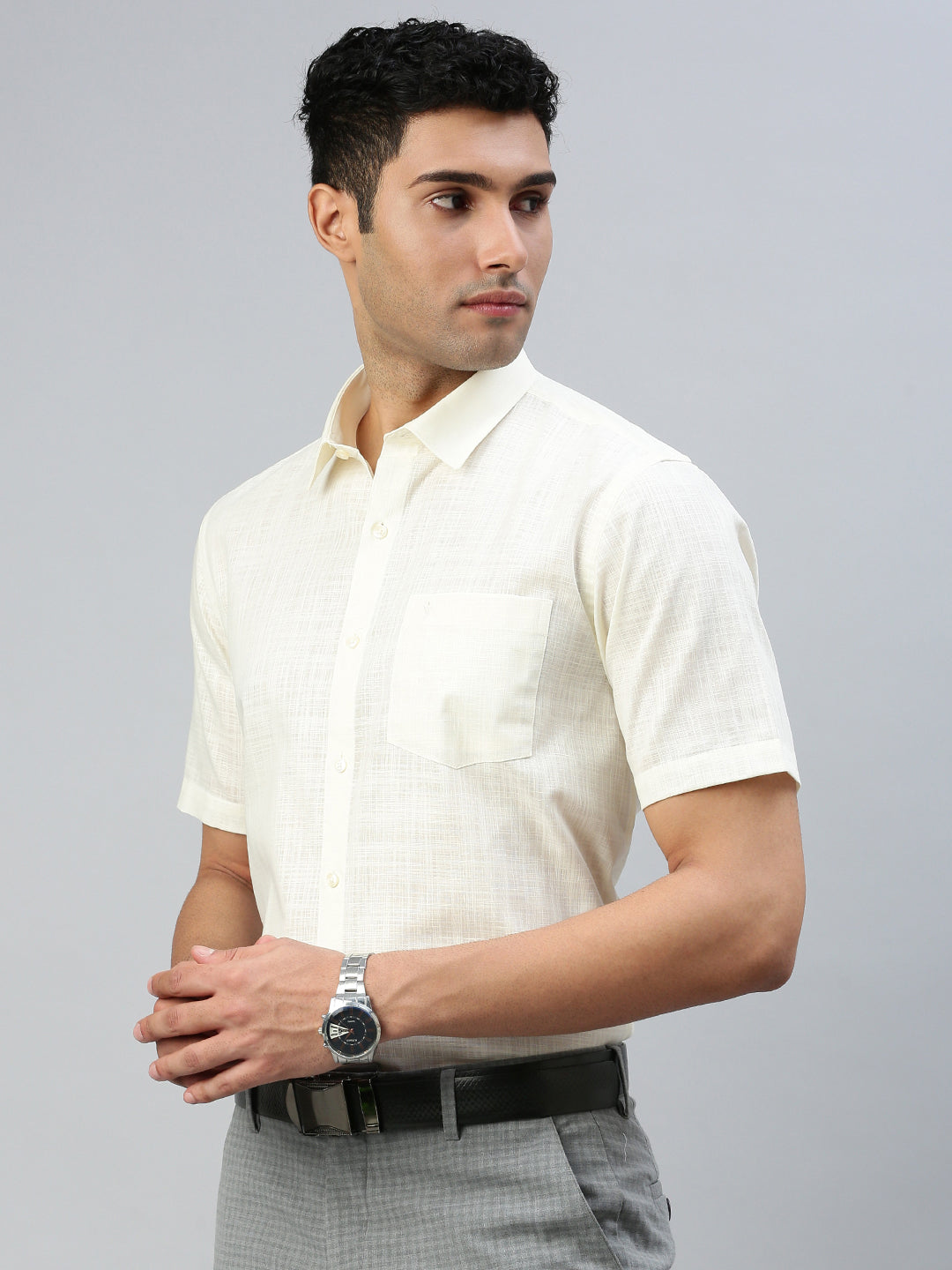 Men Cotton Rich Shirt Cream Celebrity
