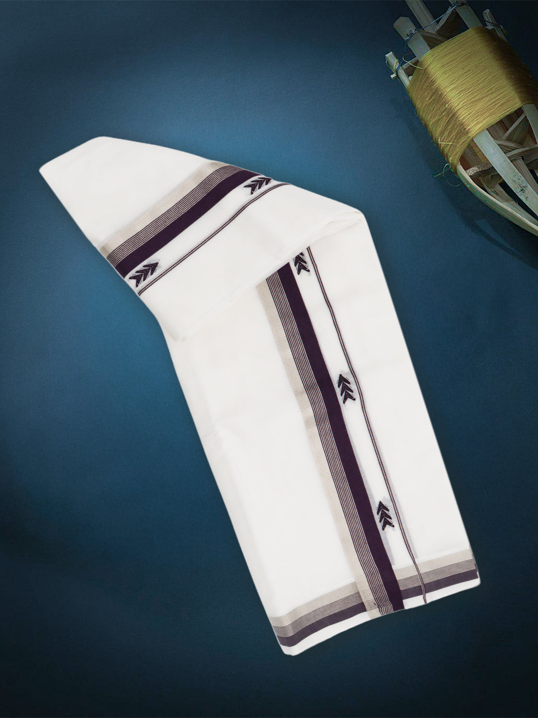 Men Premium Handloom White Dhoti with Fancy Border HLM80