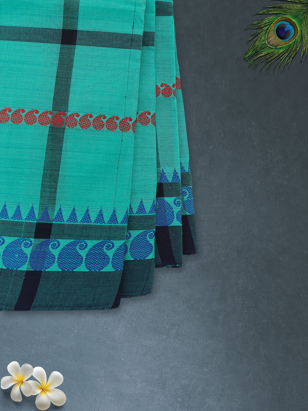 Women Ramar Green Checks Pure Chettinad Cotton Saree PCS229