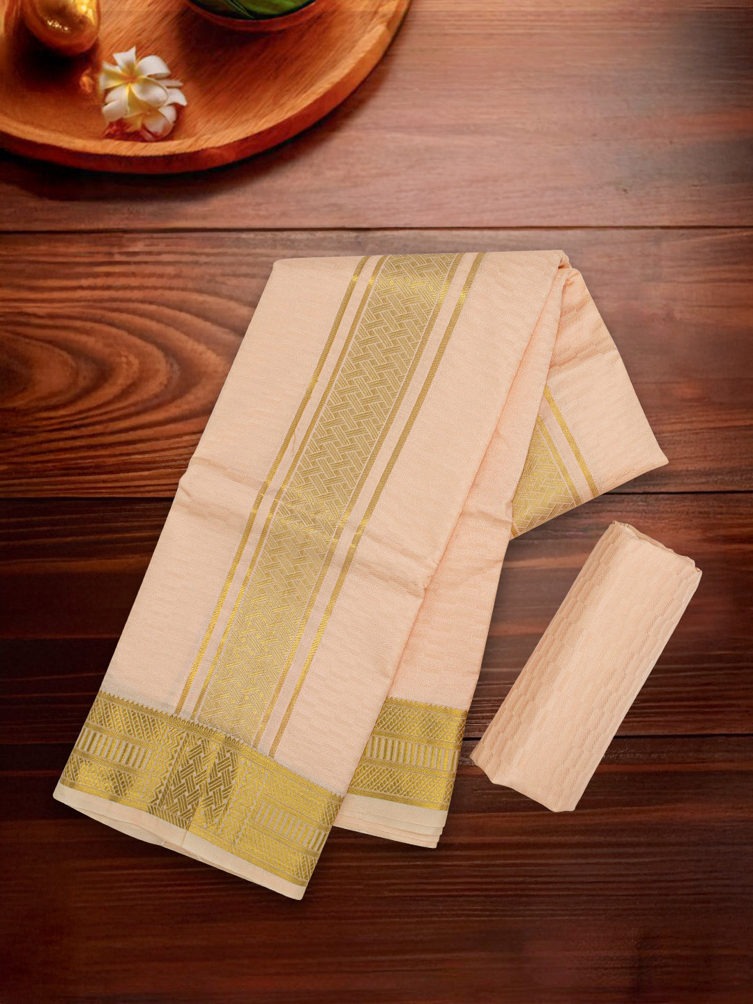 Men Art Silk Dhoti & Shirting Set Coral Subakalyan (2 in 1) SK01