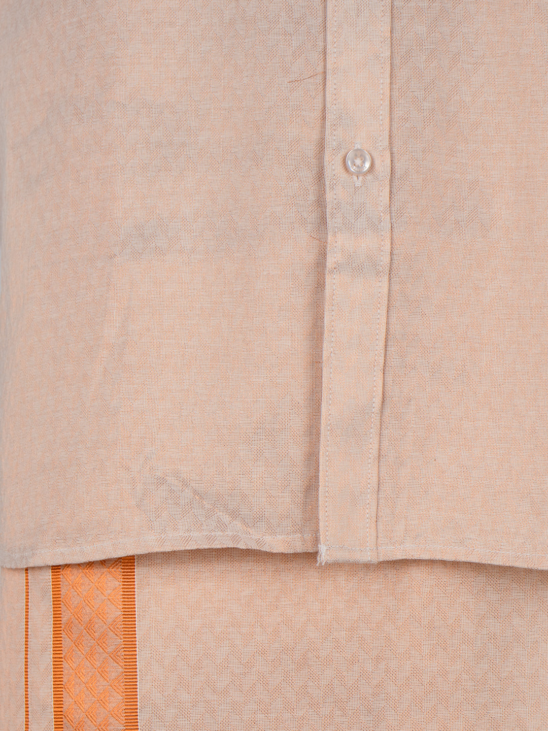 Men Copper Tissue Jacquard Full Sleeves Shirt with Matching Dhoti Set CD12