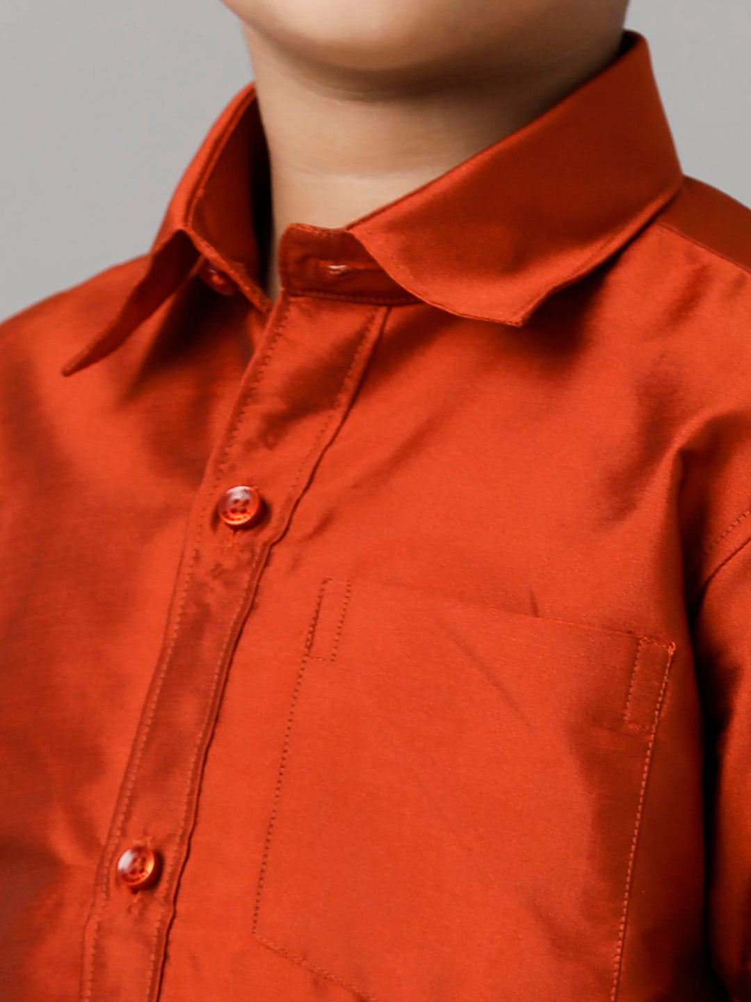 Boys Silk Cotton Brick Half Sleeves Shirt K39