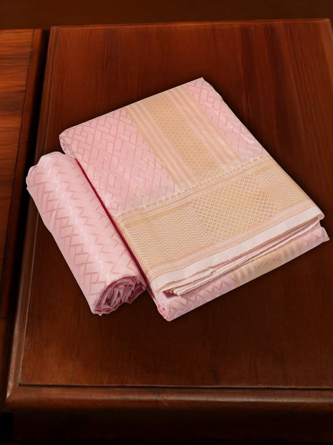 Men Art Silk Wedding Shirting Dhoti & Towel Set F.Rose Touch Tone TT26