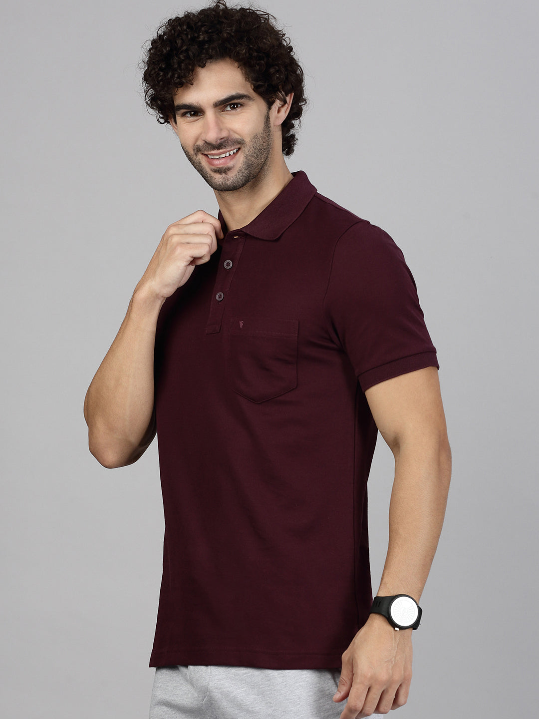 Men Cotton Rich Grey & Grape Expert Polo Tshirt Combos