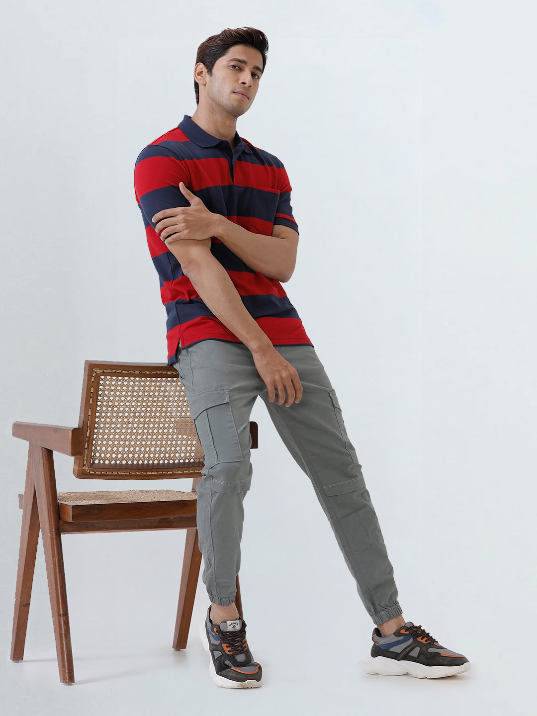 Men Smart Fit Exclusive Striped Polo T-Shirt Savvy Red ED3