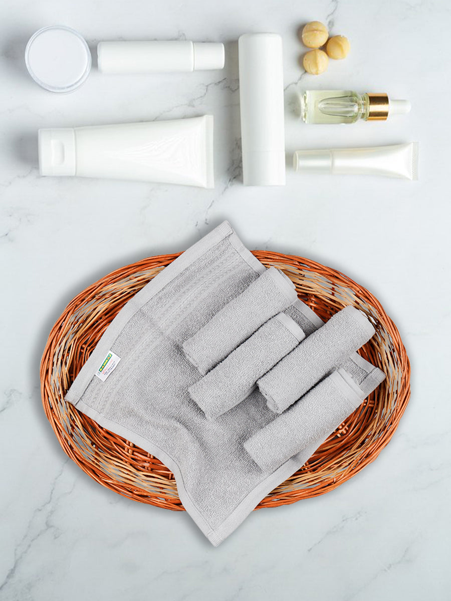 Premium Soft & Absorbent Grey Terry Face Towel FC5 ( Pack of 5 )