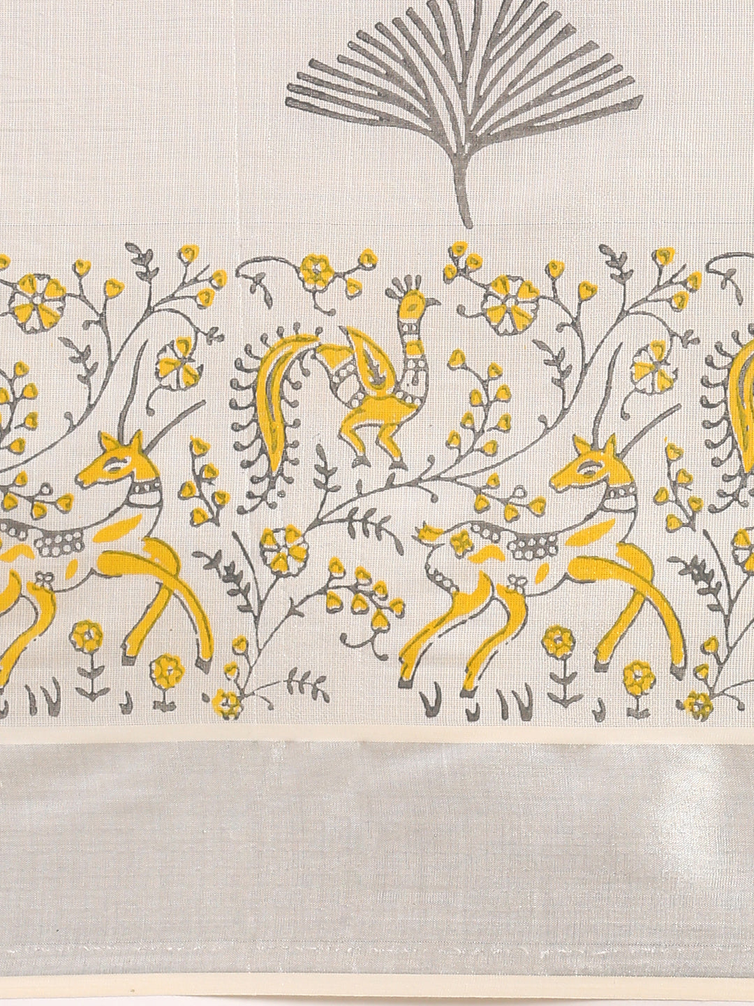 Matching Tissue Jari Dhoti Shirt &  Tissue Jari Saree Couple Combo Silver-Pattern view
