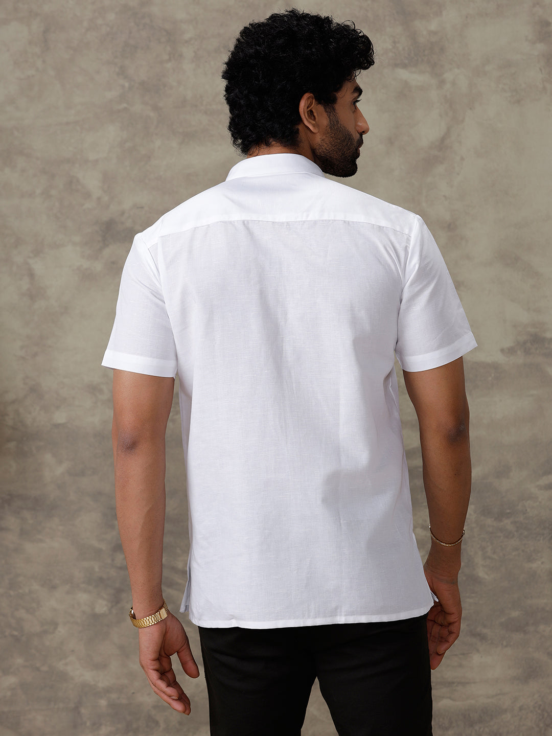 Men Linen Cotton Short Length Plain Pocket Kurta White MW2