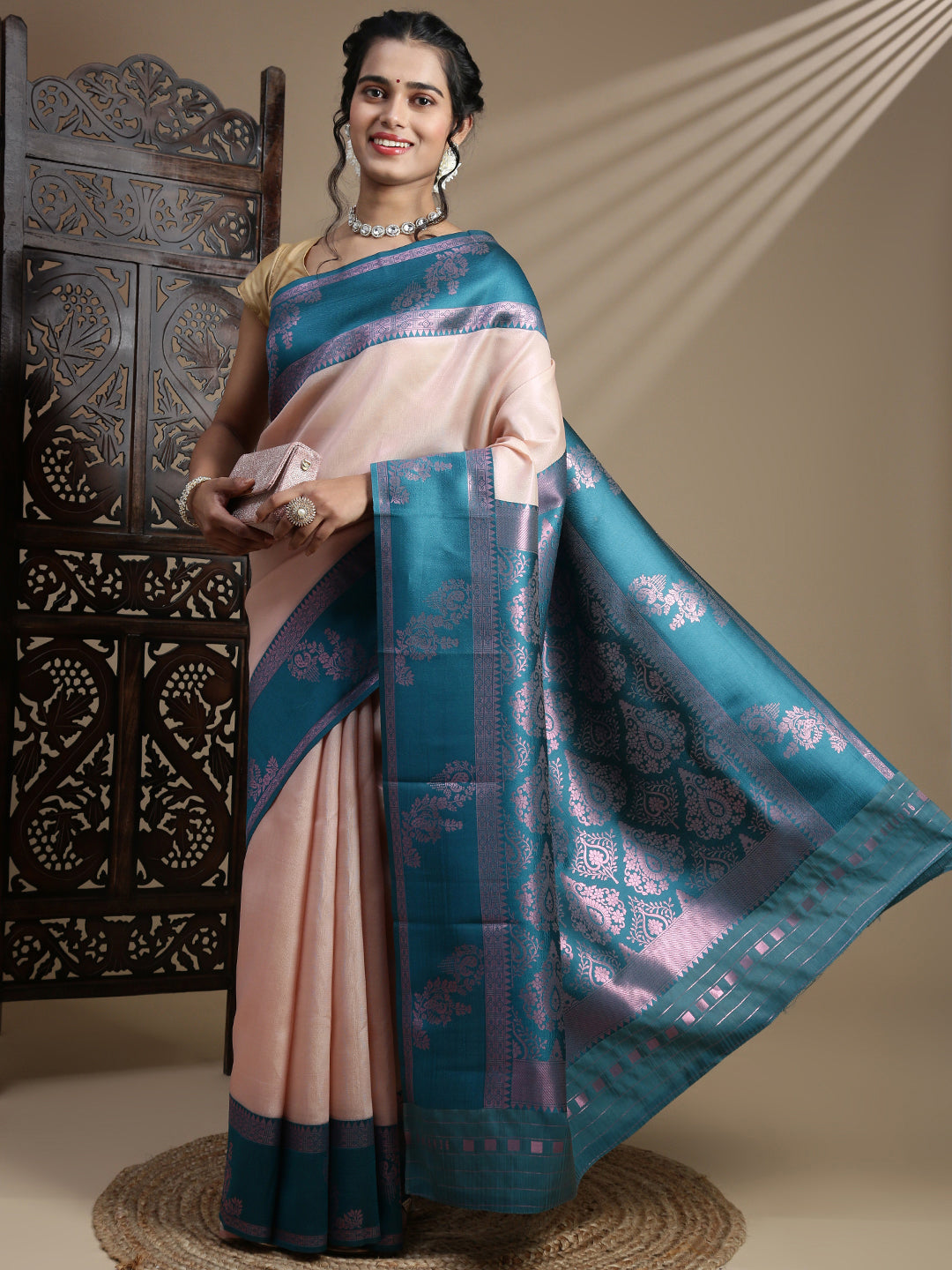 Women Copper Tissue Saree TS62