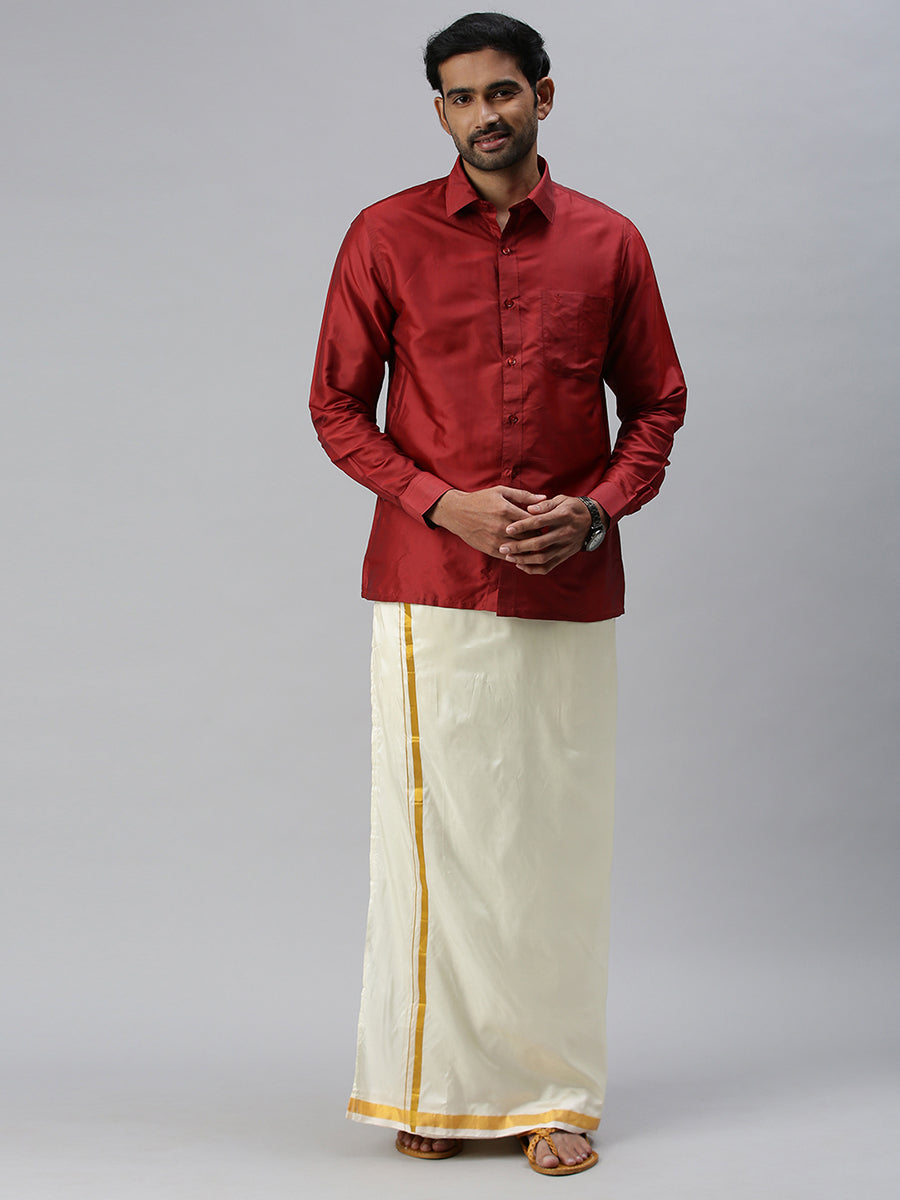 Men Silk Feel Maroon Colour Shirt SFC03