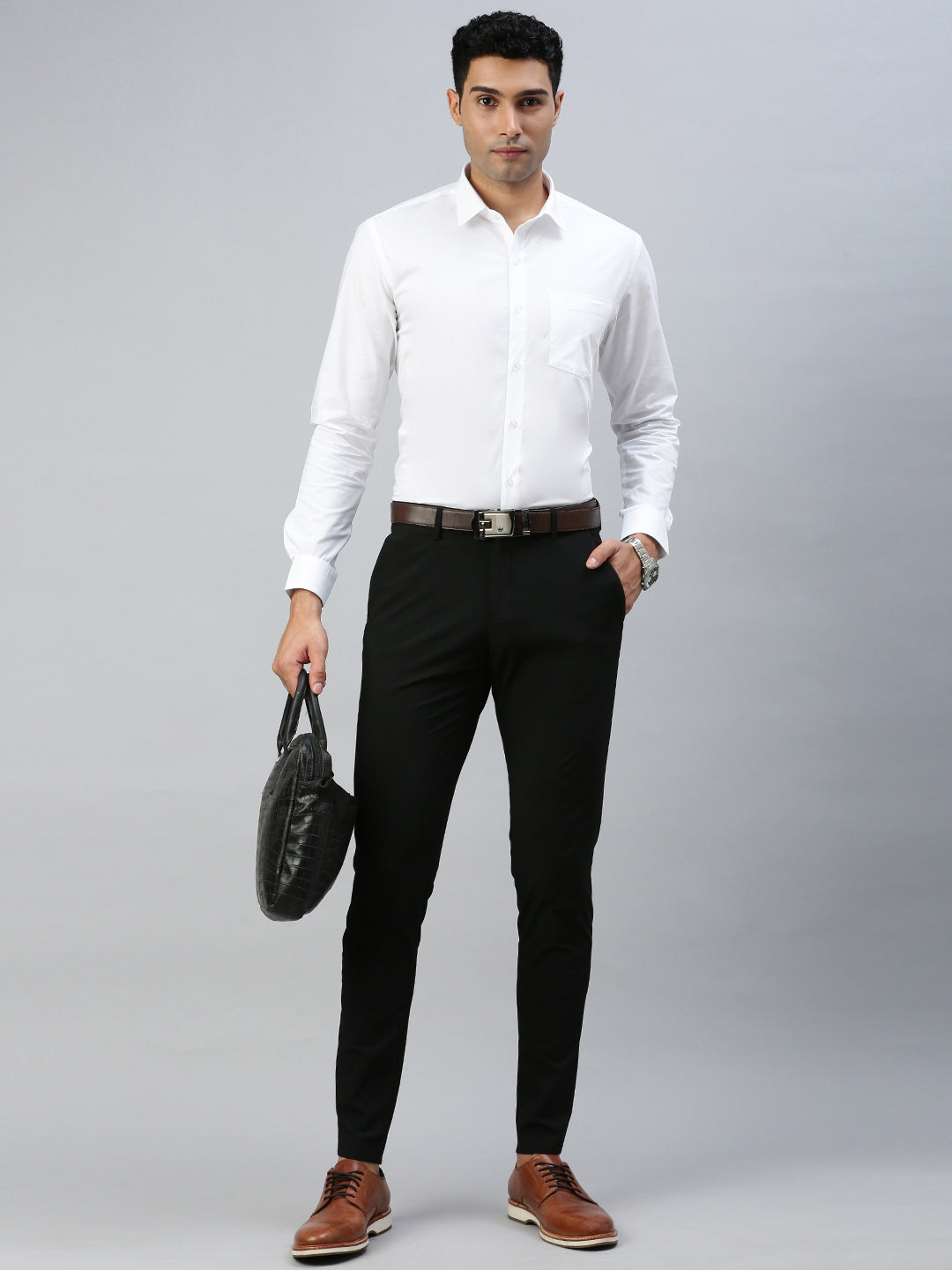 Men 100% Cotton White Shirt RR Image