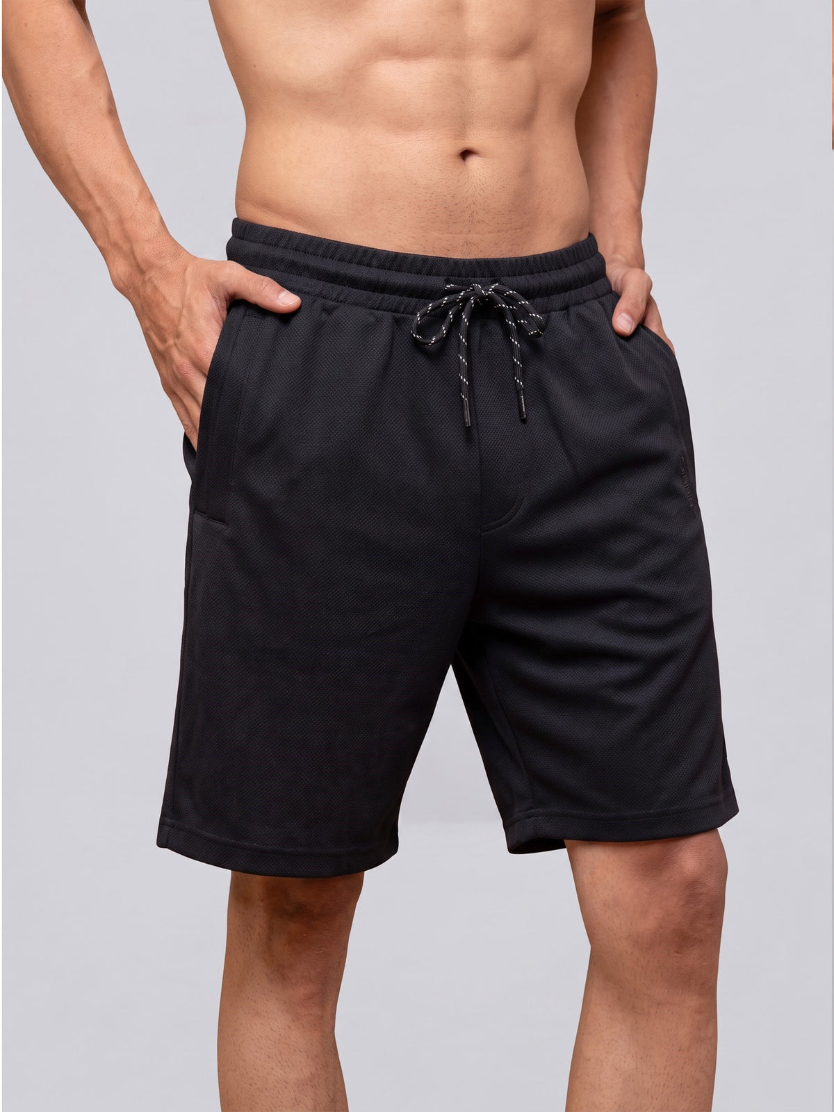 Cotton Rich Aeroflex Structured Black Shorts AFS1