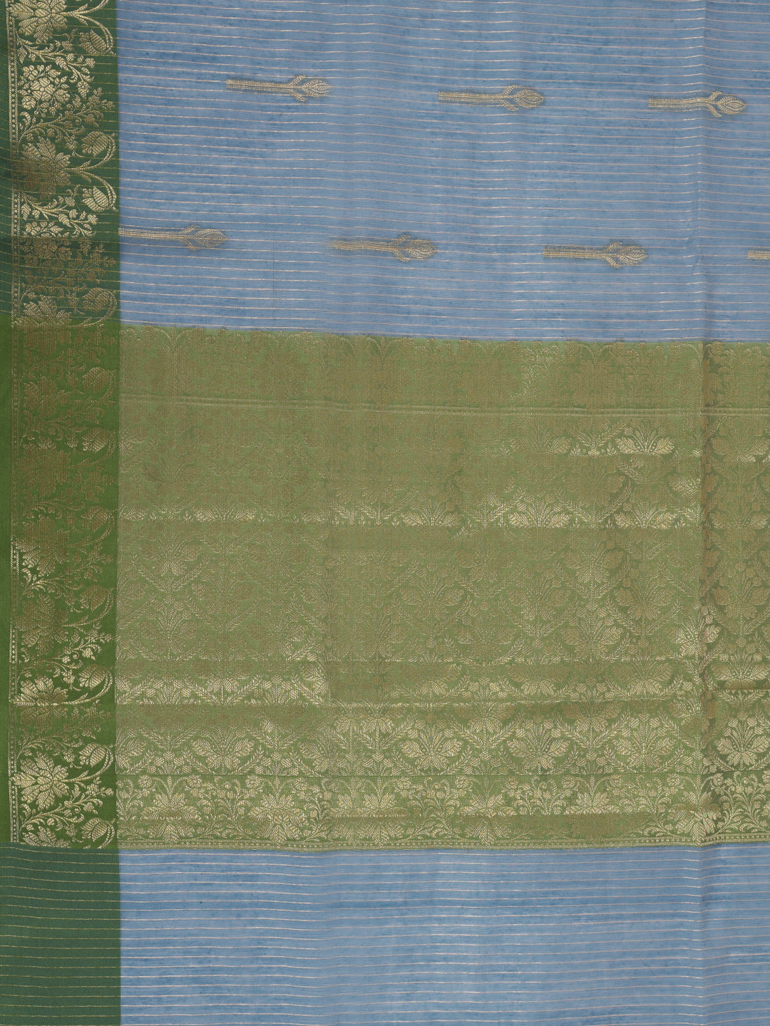 Women Blue with Green Fancy Jaquard Saree FS04