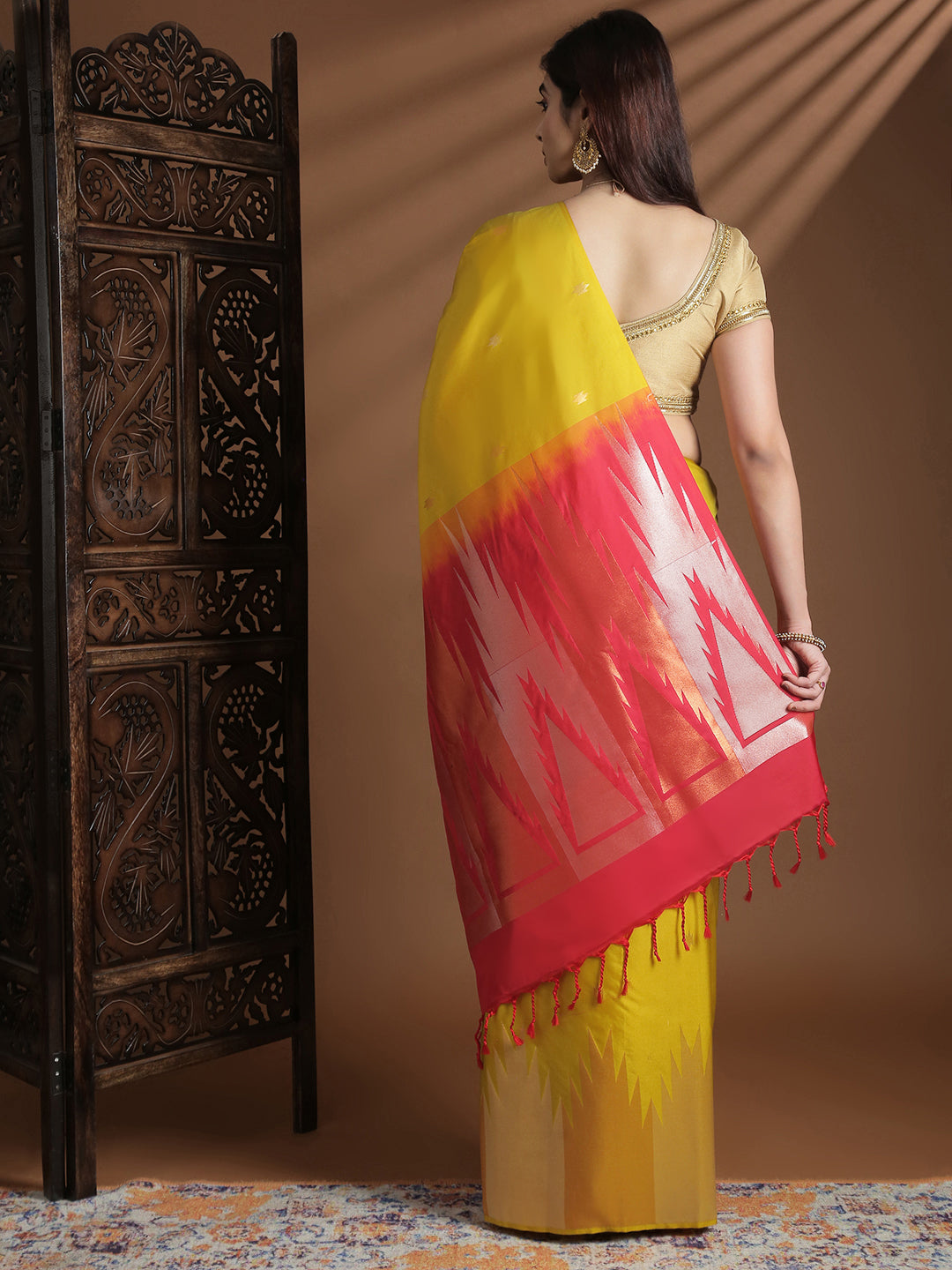 Women Soft Silk Saree Golden Yellow SS415