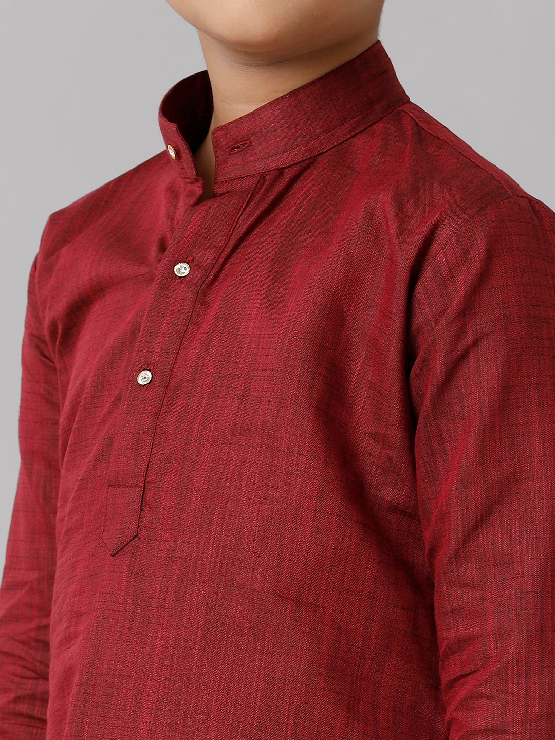 Boys Cotton Full Sleeves Maroon Kurta with Cream Pyjama Pant Combo FS7-Zoom view