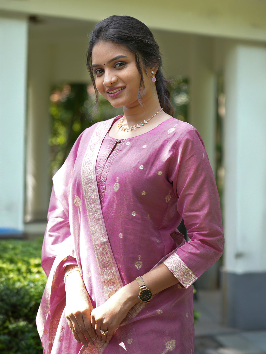 Women Dark Pink Cotton Kurti Set EKS109