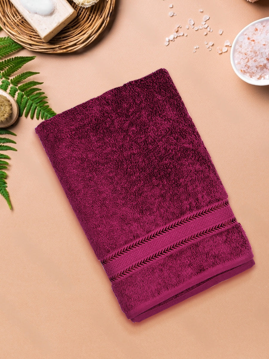 Highly Absorbent & Quick Dry Cotton Bamboo Terry Towel Set – Purple Hand, Face & Bath Towels (Pack of 3)
