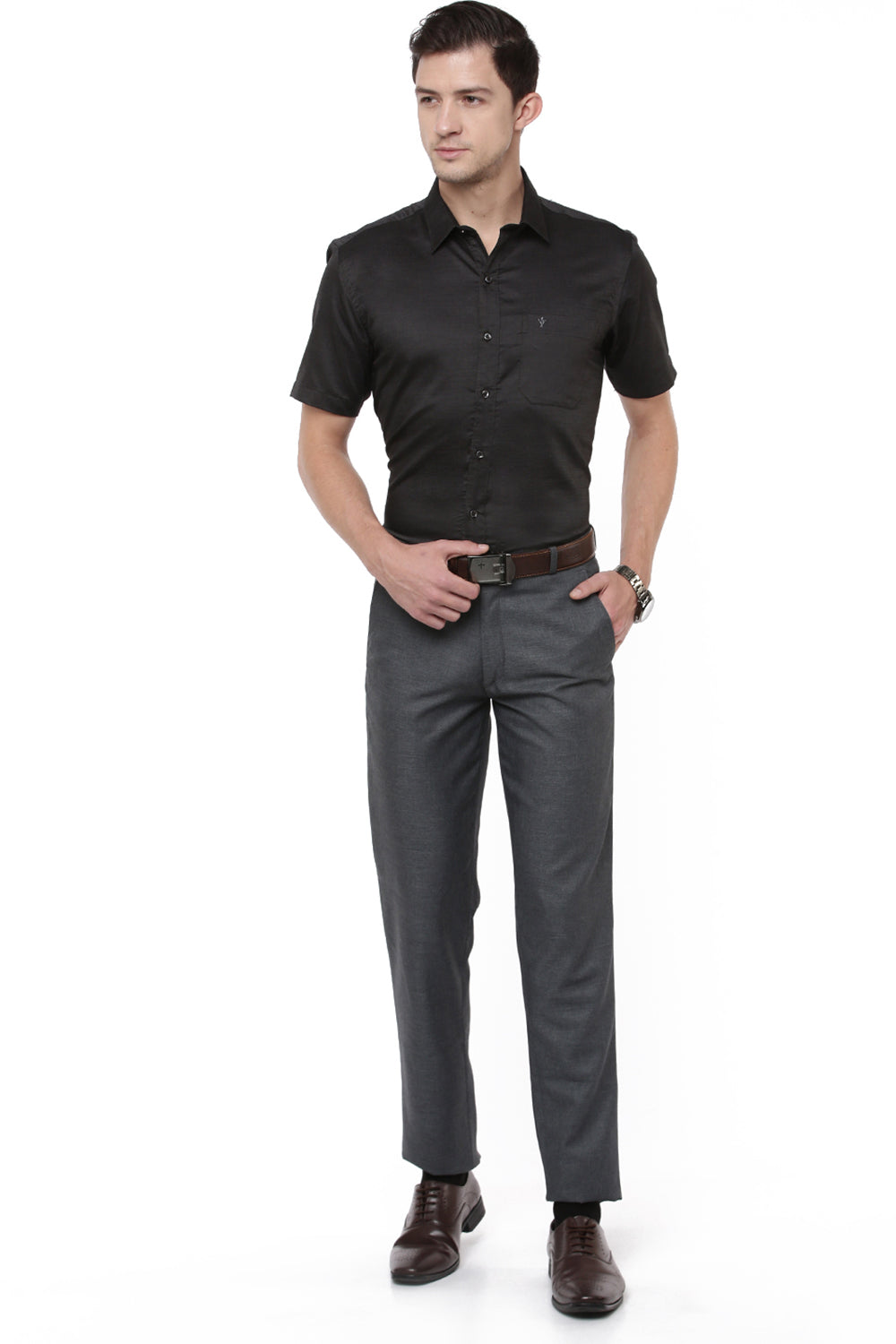Men Premium Cotton Half Sleeves Shirt Black EL GP11