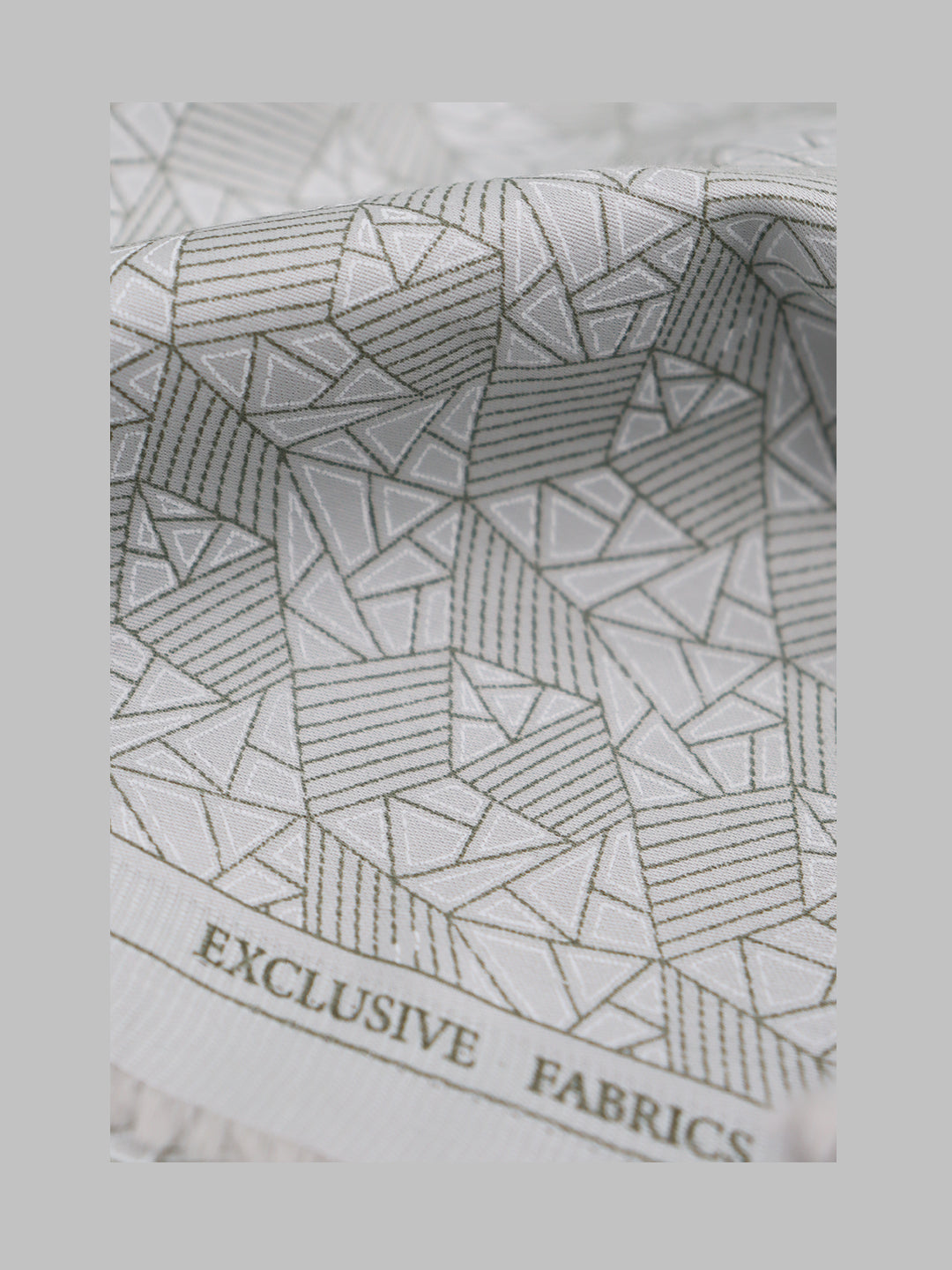 Men 100% Cotton Grey with Green Printed Shirt Fabric Oslo Print