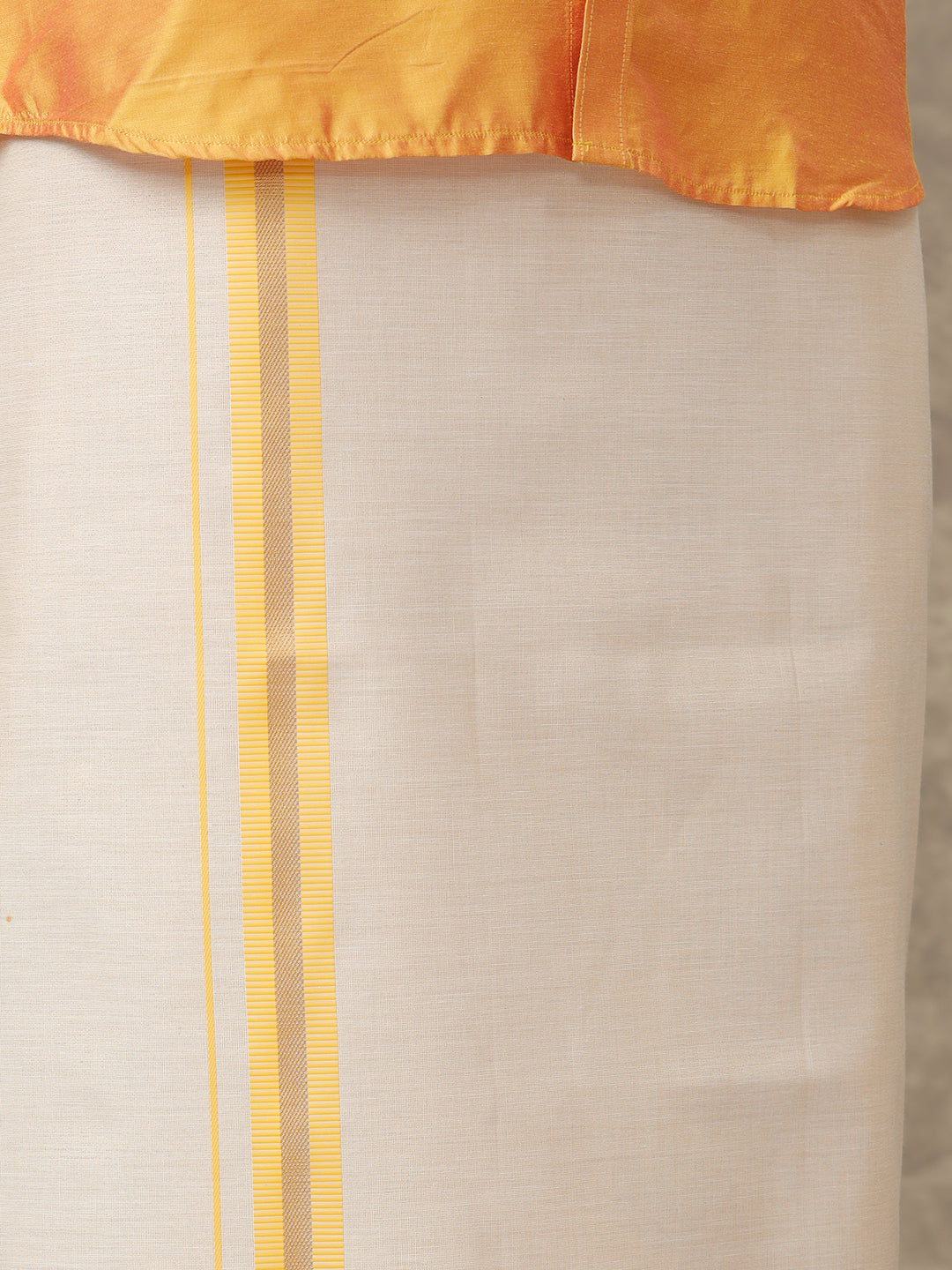 Men Cotton Rich Gold Shirt and Tissue Dhoti Set SMC7
