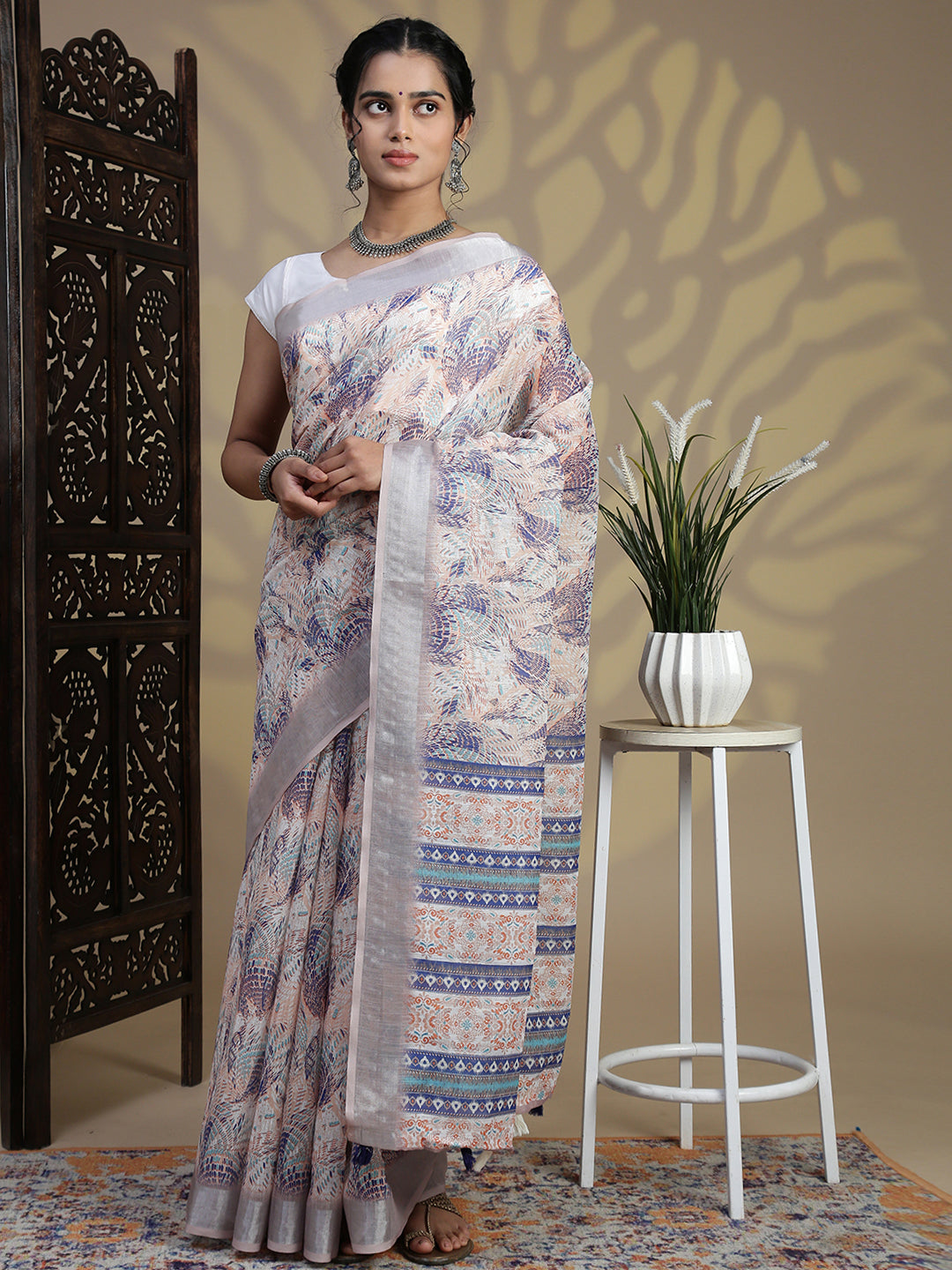 Women Sandal Semi Linen Saree SL236