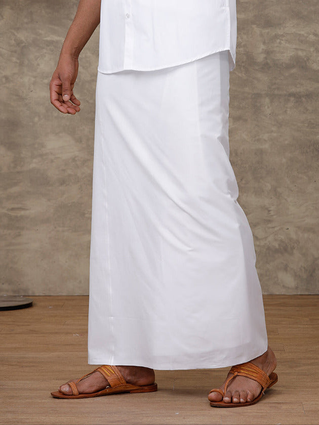 Men Cotton Blend Single Layer Prayer Dhoti with White Small Border AL Alameen