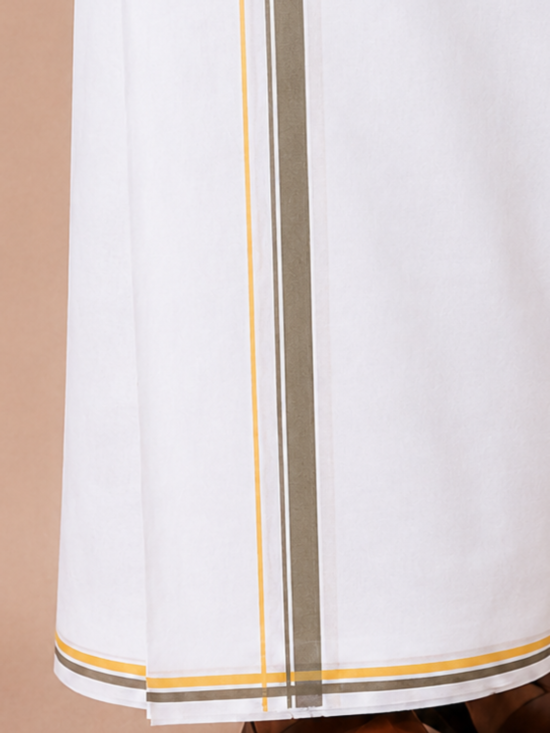 Men 100% Cotton Double Layer White Dhoti with Big Border Property PT03