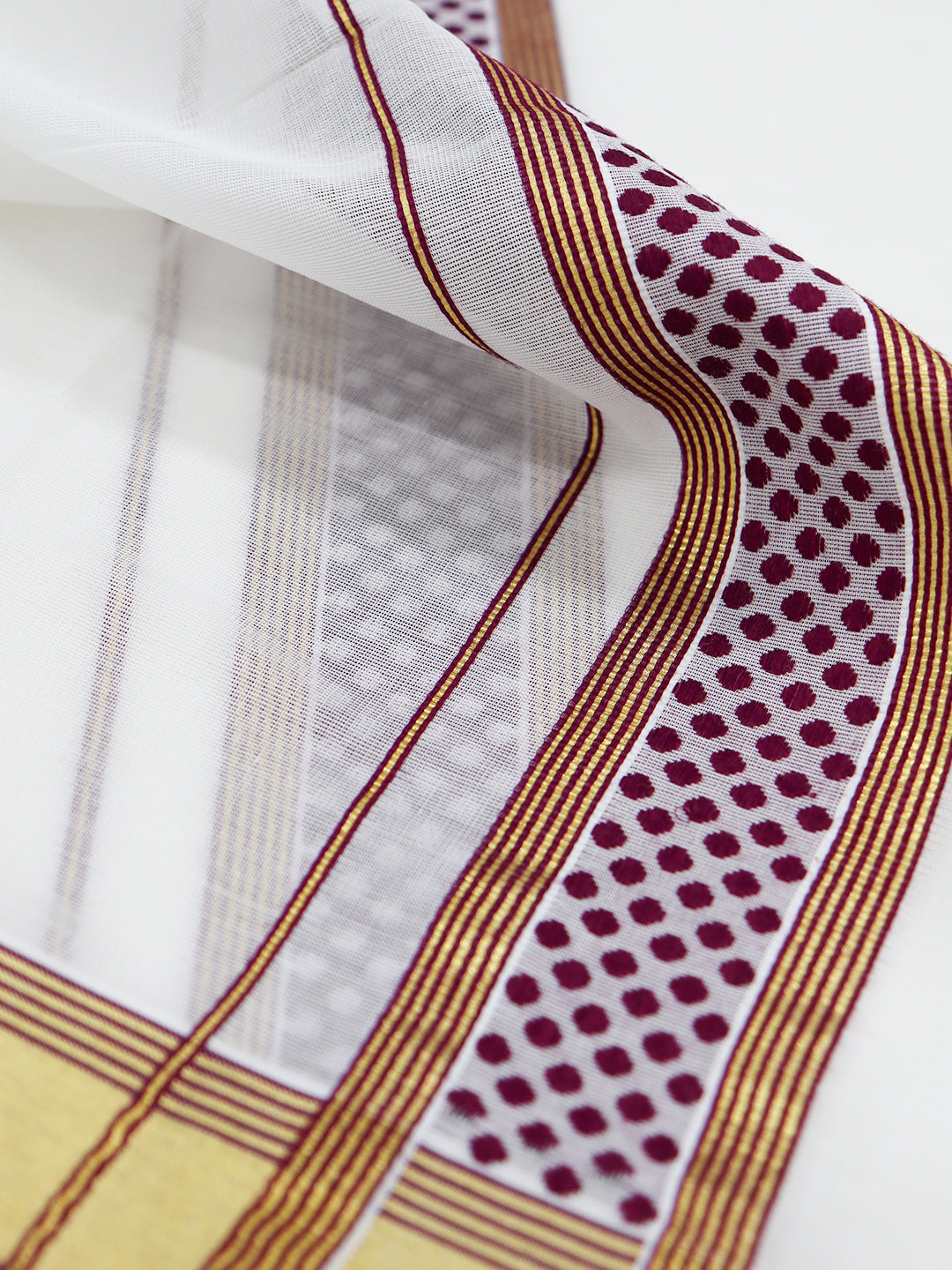 Men Premium Handloom Off White Dhoti with Fancy Border HLM82