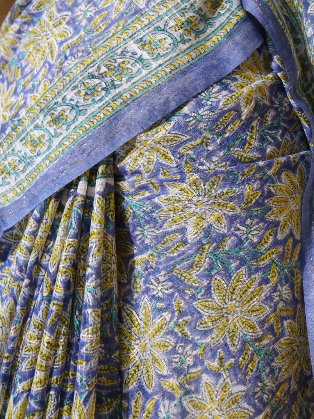 Women Blue Linen Cotton Saree SL232