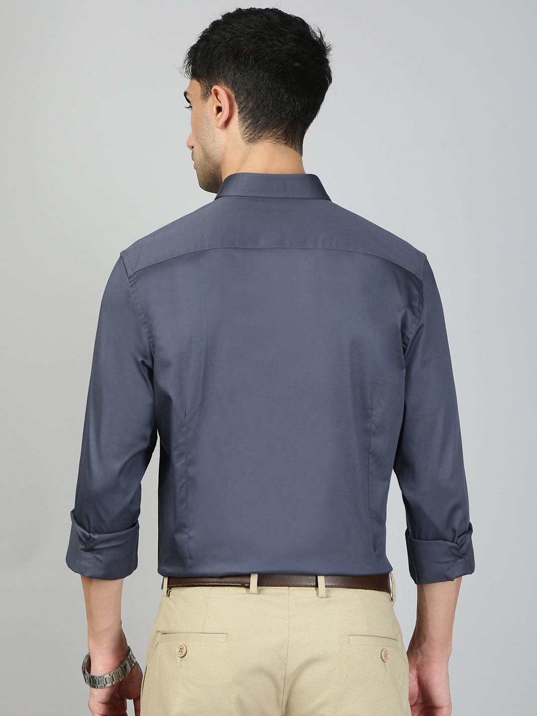 Men Stretch Cotton Shirt Greyish Blue FS31