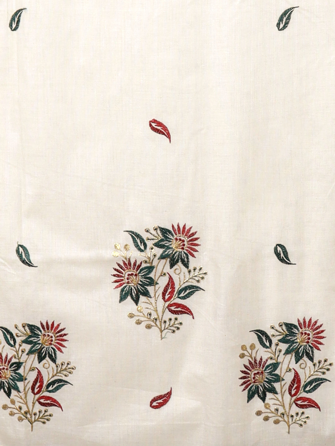 Women Kerala Embroidered Cream Saree KLS03