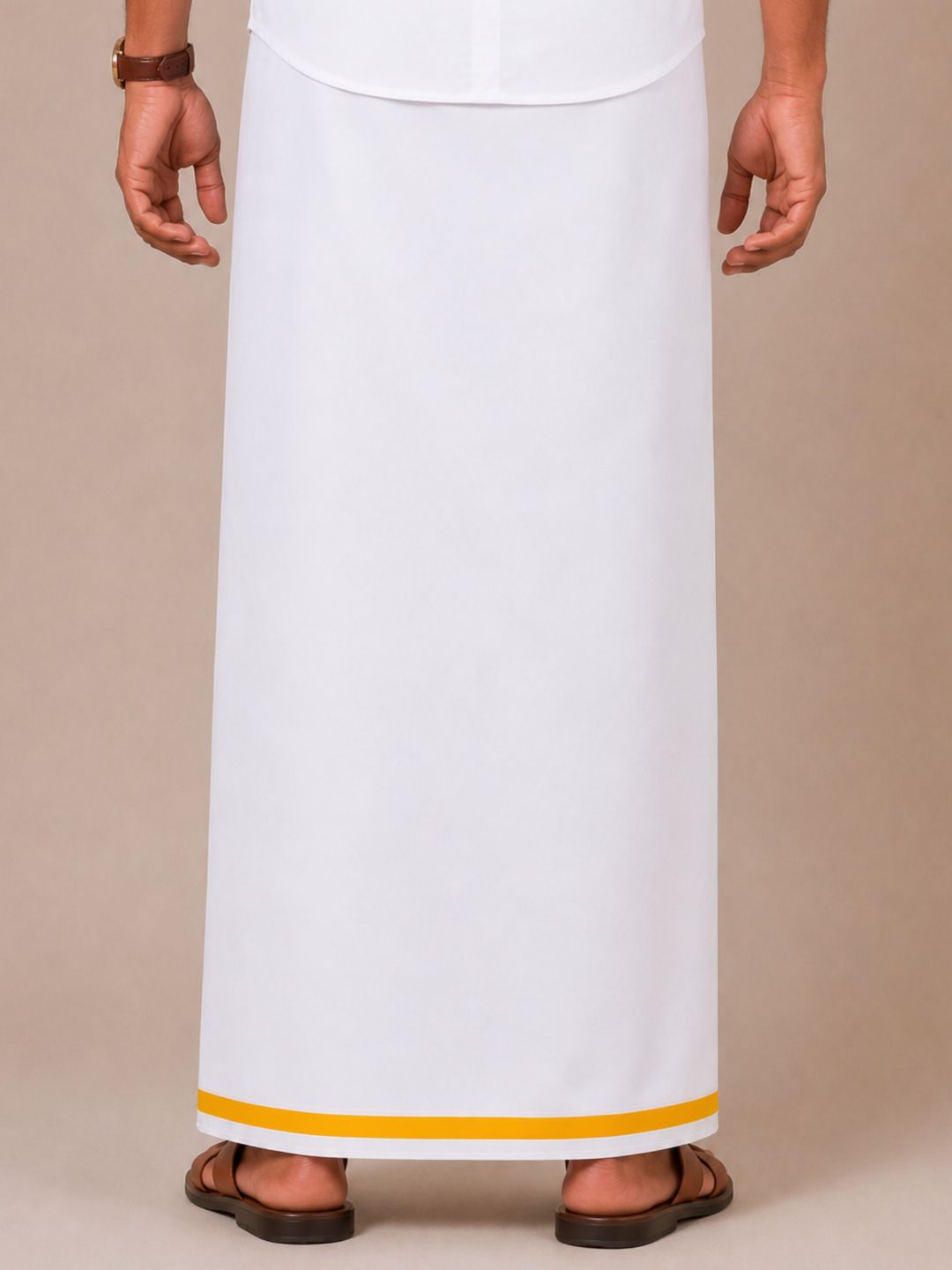 Men 100% Cotton Single Layer Small Border Dhoti Pavan PV02